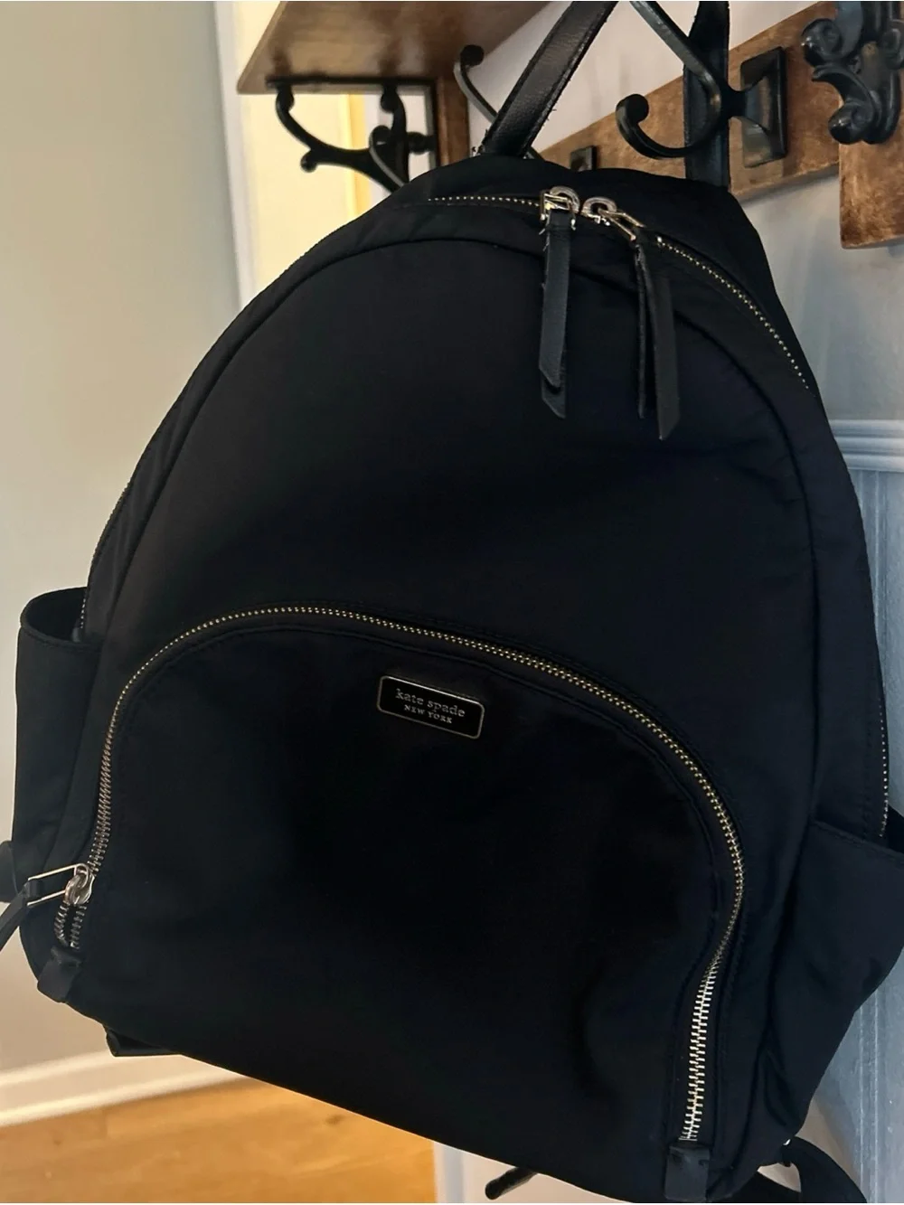 kate spade Black Nylon Backpack with Gold Hardware